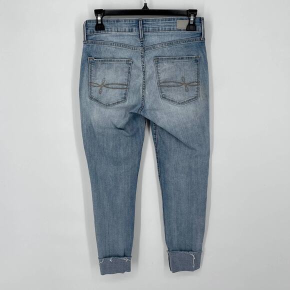 Levi's Denizen Skinny Jeans Womens Sz 27 Light Wash Raw Hem Cuffed Stretch - Picture 6 of 9